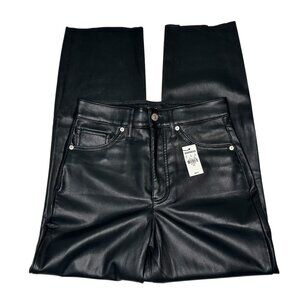 Express NWT Black Modern Straight Leg High Rise Faux Leather Pants 4S
